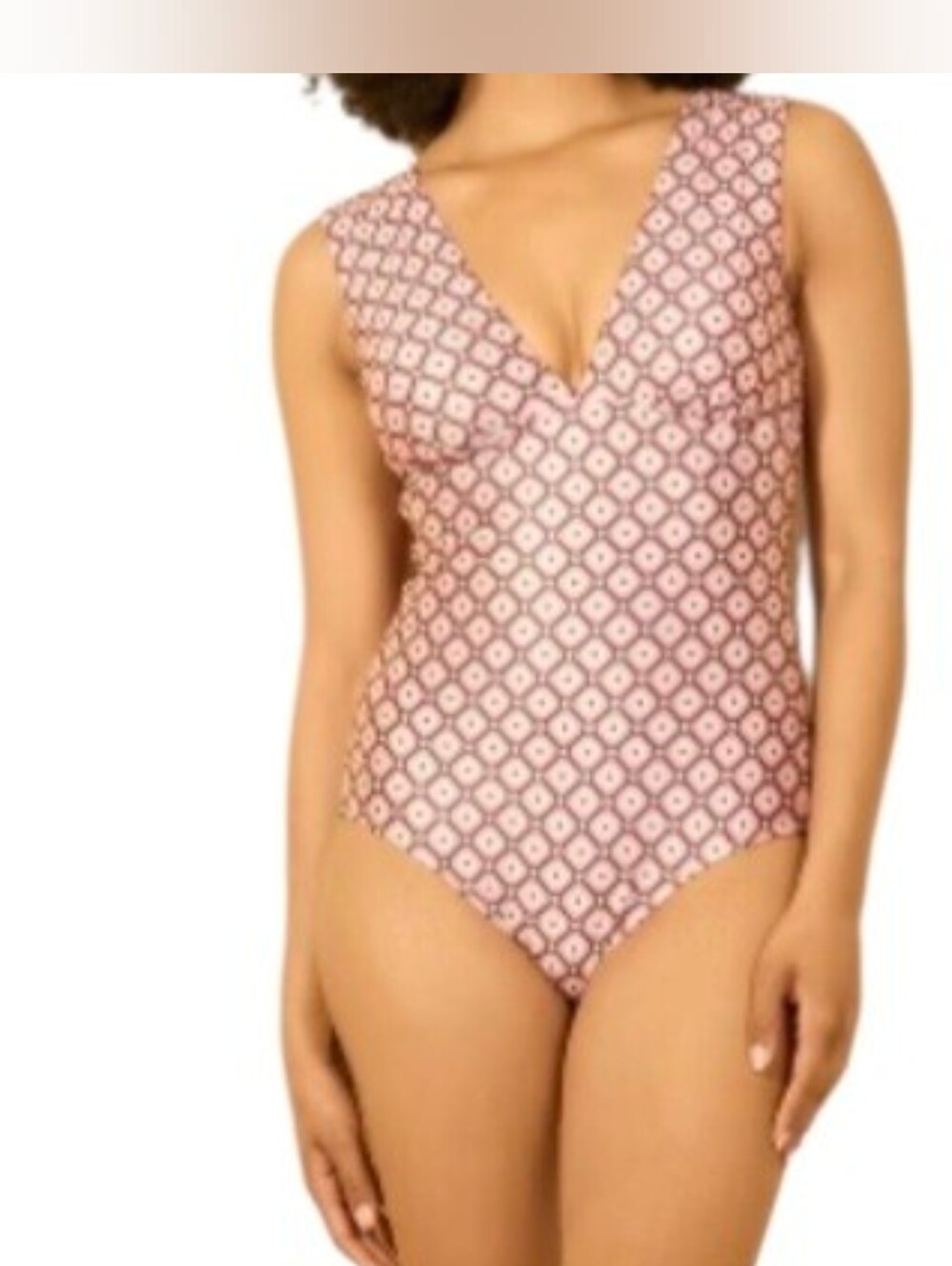 NWT Shade &Shore Plus Size Pink &White One Piece Swimsuit (Size:24)